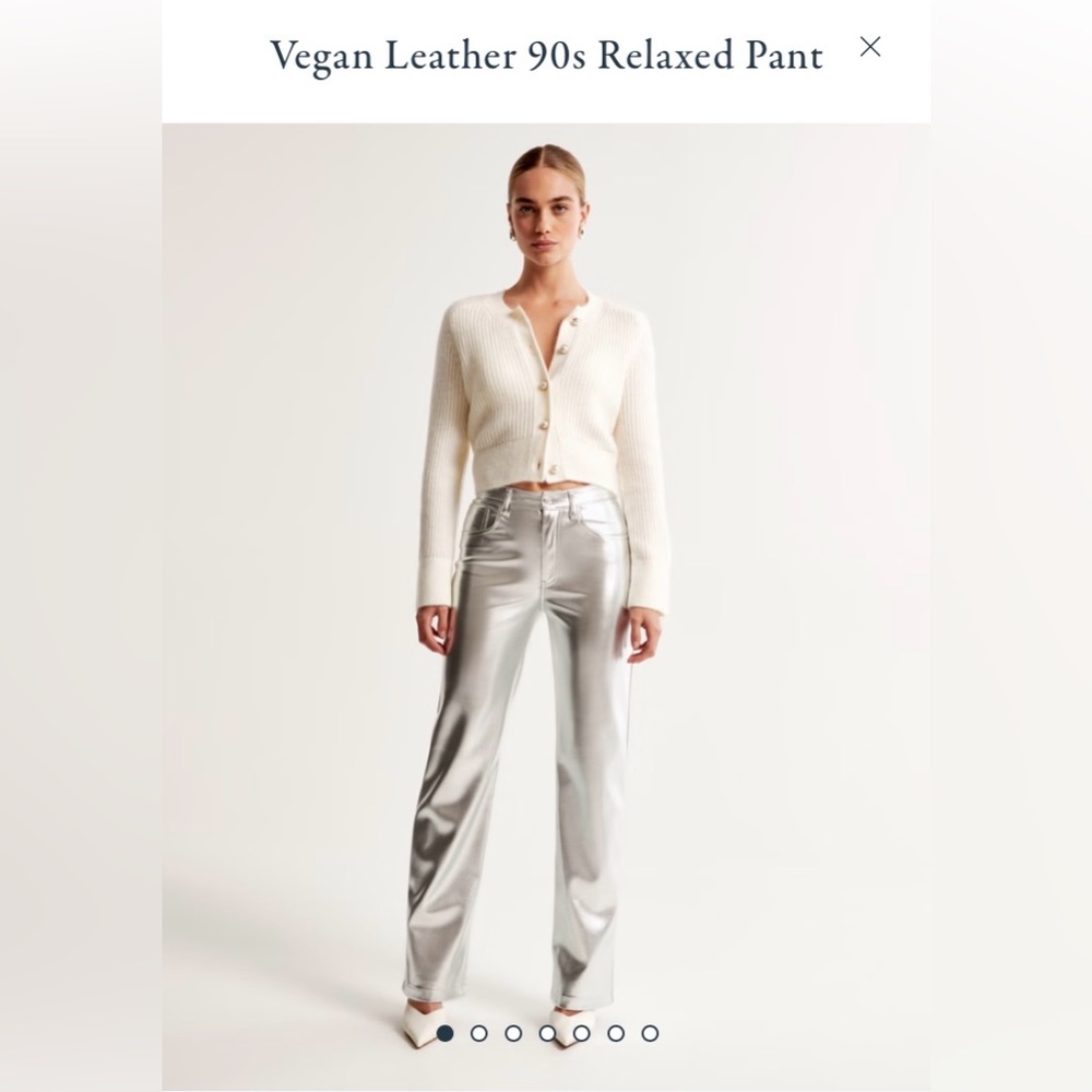 Vegan Leather 90’s Relaxed High Rise Pants in Silver